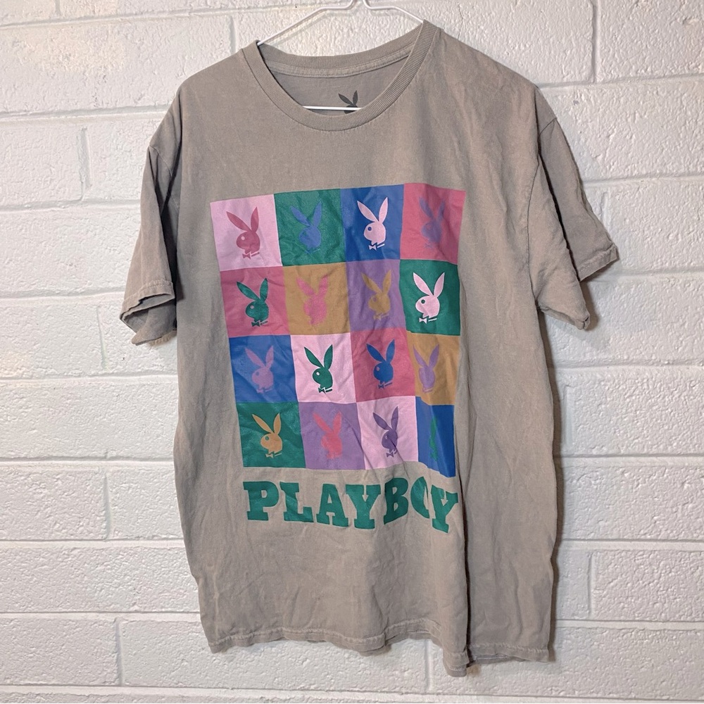 Playboy Brand T Shirt Unisex Large Multicolored Logo Graphic Design Print EUC